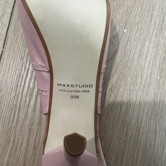 Pink leather upper Maxstudio contemporary slingback heel with cutouts - Picture 10 of 11
